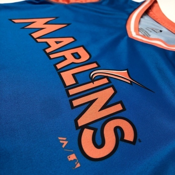 MIAMI Marlins Youth Baseball Team Jersey Blue & Orange Baseball Team T-Shirt Top - Picture 5 of 13
